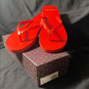 NEW in box Tory Burch Red Flip Flops Size 9